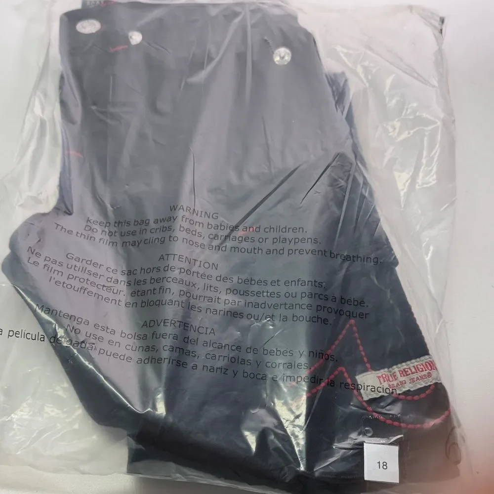 True Religion Black Kids Cargo Jeans with Red Stitching Sz 6 NWT